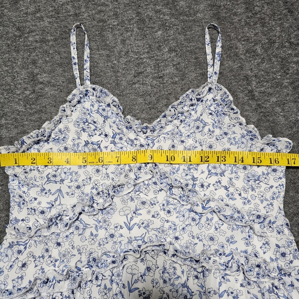 No Boundaries Blue White Floral Midi Dress L 11-13 - Picture 6 of 7